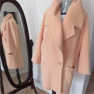 Greta Coat 6 Alpaca Wool  Peach Italy Women's Oversized Wide Shoulders vintage